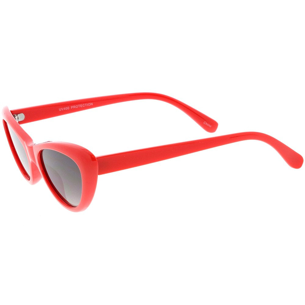 Small Retro Cat Eye Sunglasses Neutral Colored Lens 49Mm (Shiny Black / Lavender)