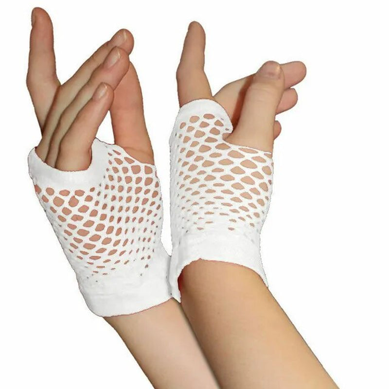 Mesh Gloves Summer Ladies Girls Short Mesh 80S Style Fishnet Gloves Gothic Punk Rock Costume Party Fingerless Wear Gloves
