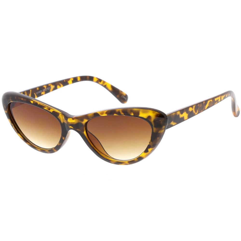 Small Retro Cat Eye Sunglasses Neutral Colored Lens 49Mm (Tortoise / Amber)