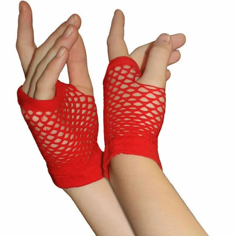 Mesh Gloves Summer Ladies Girls Short Mesh 80S Style Fishnet Gloves Gothic Punk Rock Costume Party Fingerless Wear Gloves